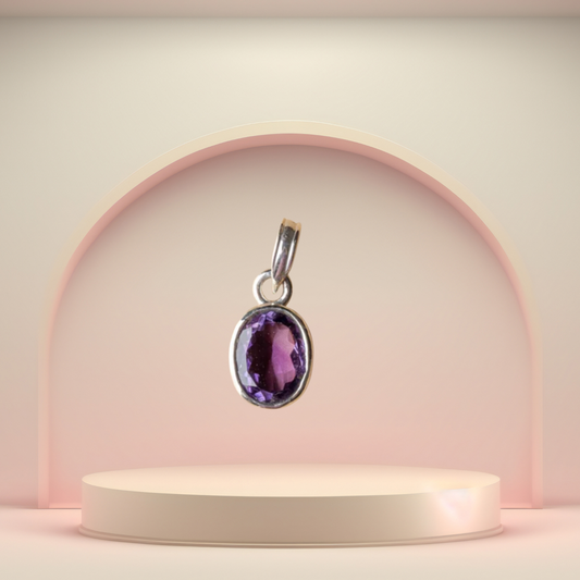 Amethyst Silver Pendant - Free Size